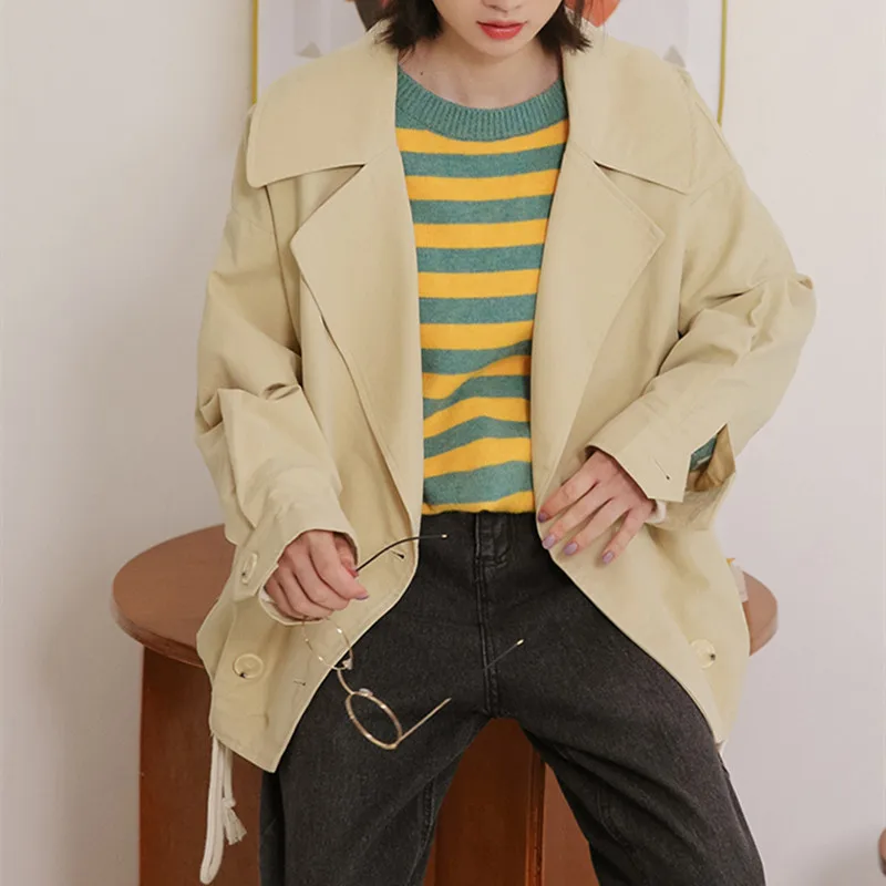 

Women's Short Jacket 2021 Spring Autumn New Pure Color Casual Windbreaker Tooling Jacket Coat Tops