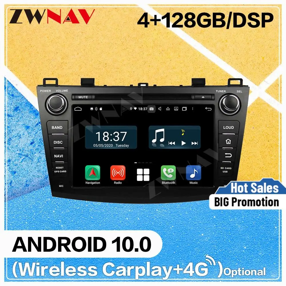 

Автомобильная стереомагнитола Carplay, 128 ГБ, Android 10.0, автомобильный dvd-плеер с экраном, для Mazda 3, 2010, 2011, 2012