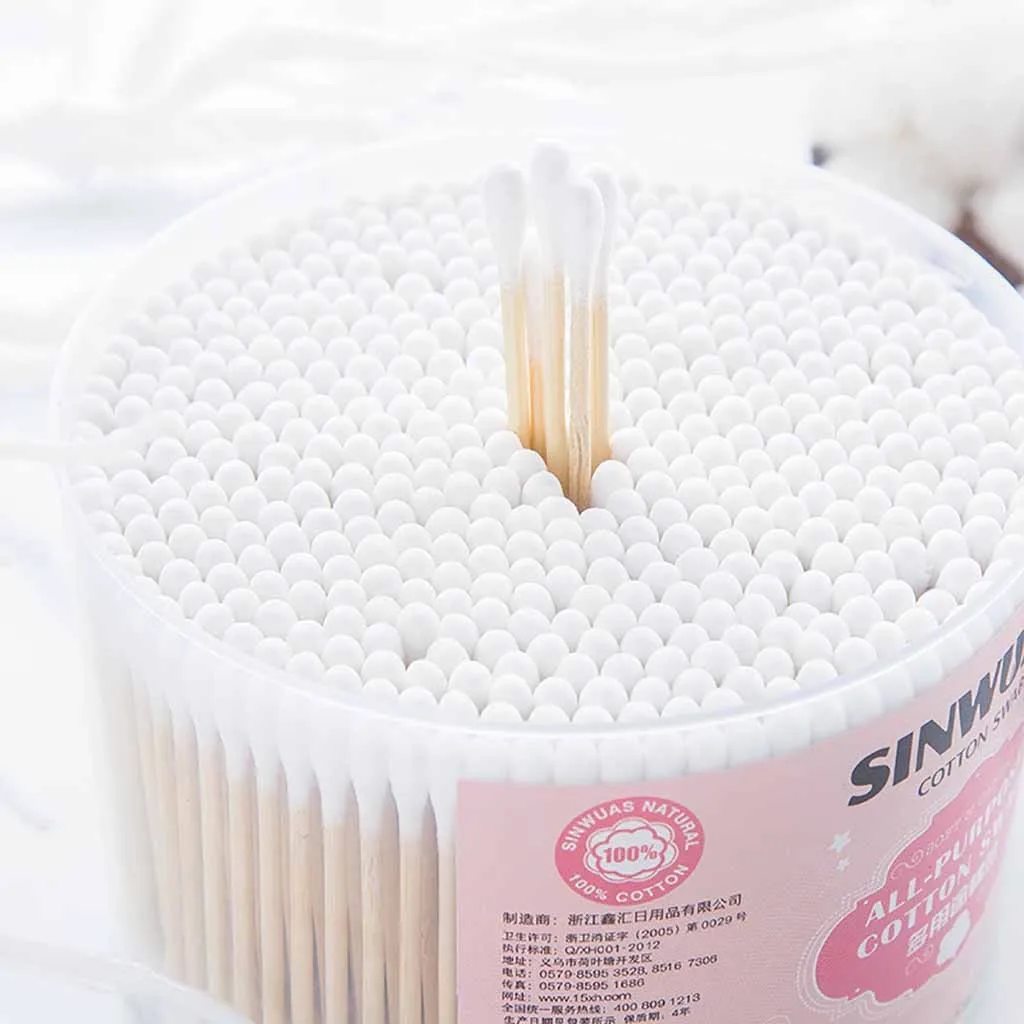 500 шт. ватный тампон Для женщин макияжа ватные палочки наконечник с двумя