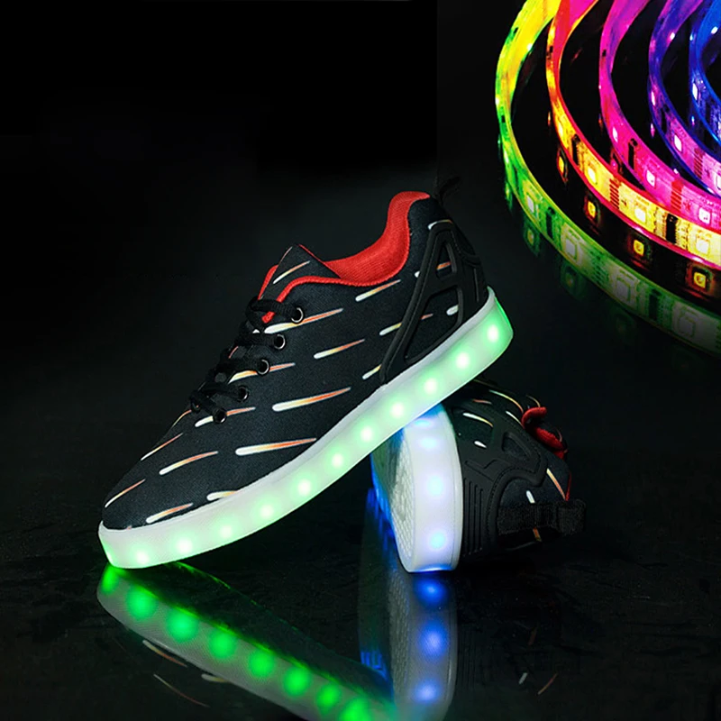 Детские светящиеся кроссовки модная повседневная спортивная обувь для