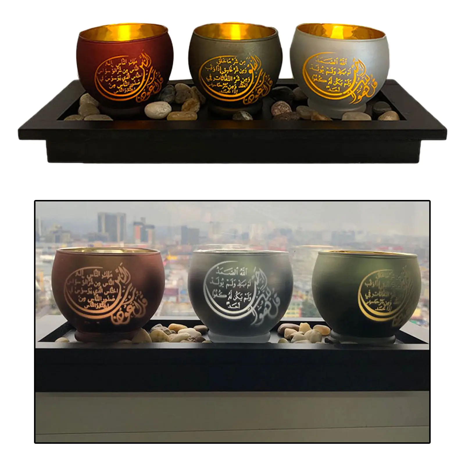 

Set of 3 Glass Candle Holder Candlestick Stand Coffee Table Centerpiece Living Room Dinner Ornament