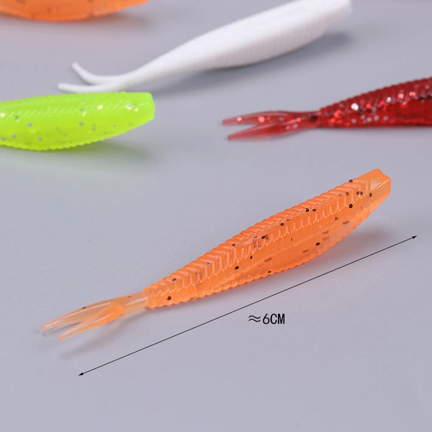 

10PCS/Pack Soft Lures Silicone Bait 6cm Goods For Fishing Sea Fishing Wobblers Artificial Tackle Easy Shiner Lures