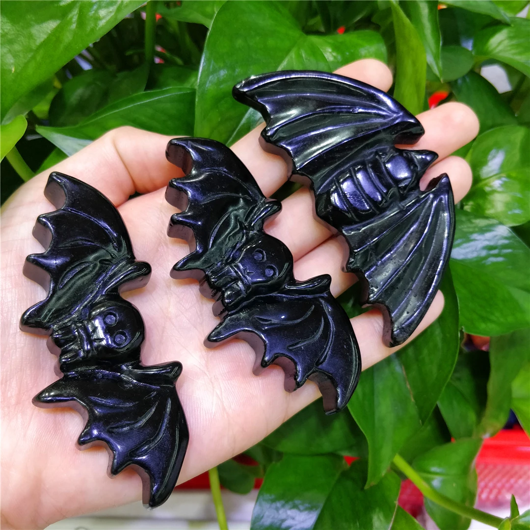 

Природные ювелирные изделия Yooperlite обсидиан летучая мышь украшение для стола рейки Украшение камень хрустальные изделия Wicca