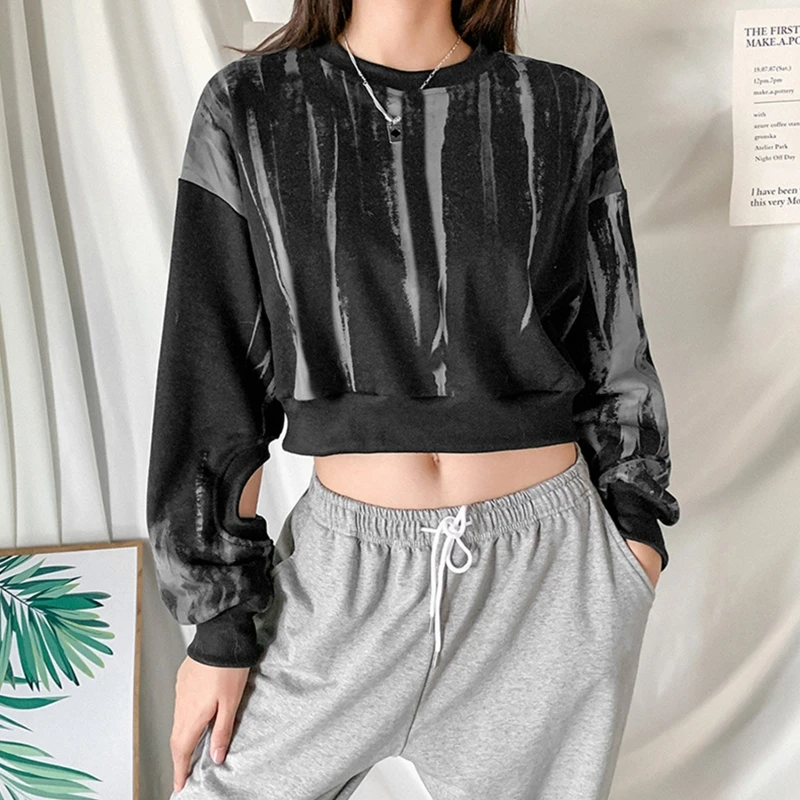 

Женский свитер с длинными рукавами и вырезом, Осенний пуловер с принтом в виде галстука-красителя, топы 2020, Женская Повседневная Свободная у...