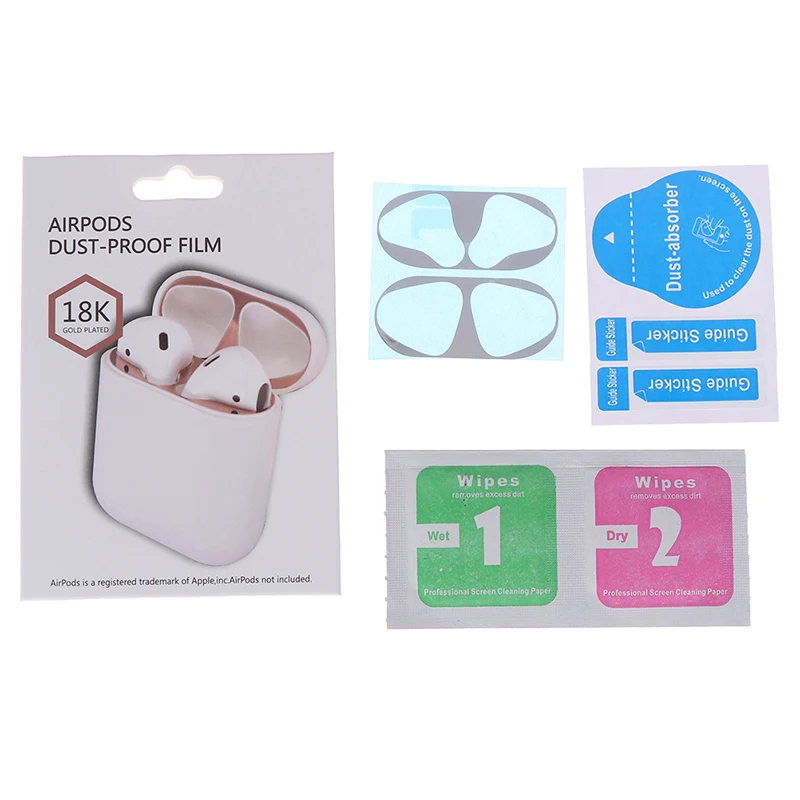 Metal Dust Guard Sticker for Airpods 1 2 Skin Protective Apple AirPods Charging Box Shell | Электроника