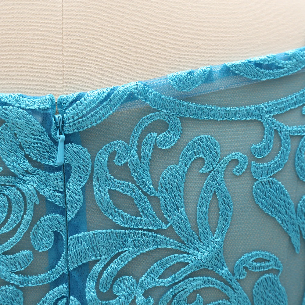 Вечернее платье с длинным рукавом размера плюс кружевное синее вечернее для