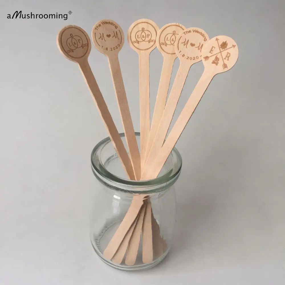 100 шт пользовательские имя и дата свадебные палочки для перемешивания винтажный