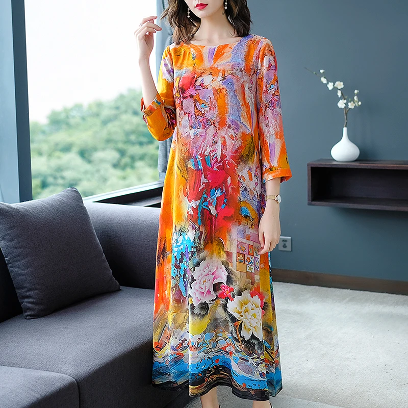 Модное женское платье с принтом летнее в европейском и американском стиле из