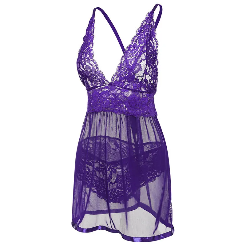 Женское кружевное ночное белье kengurumi2019 комплект одежды для сна размера плюс с g