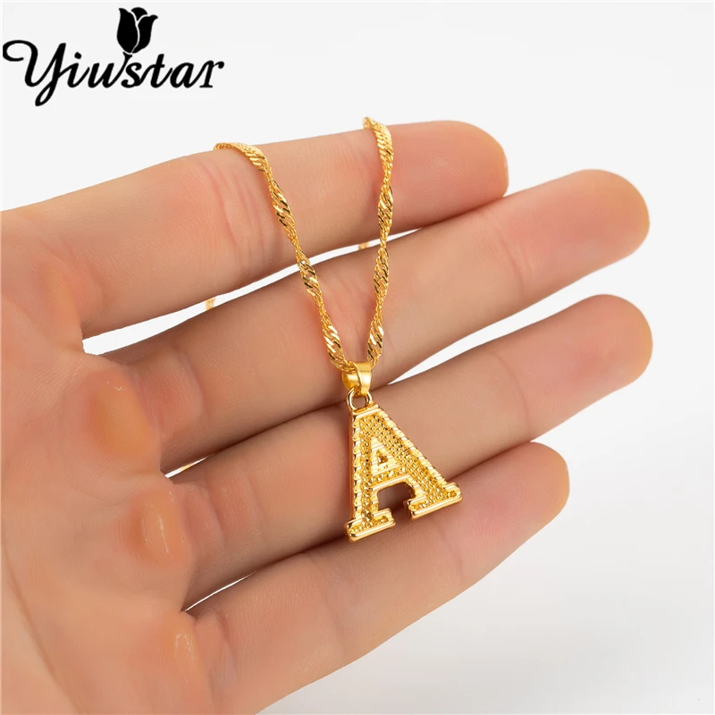 Yiustar A/B/C/D/E ожерелье с буквенным именем Золотое готическое крошечное колье