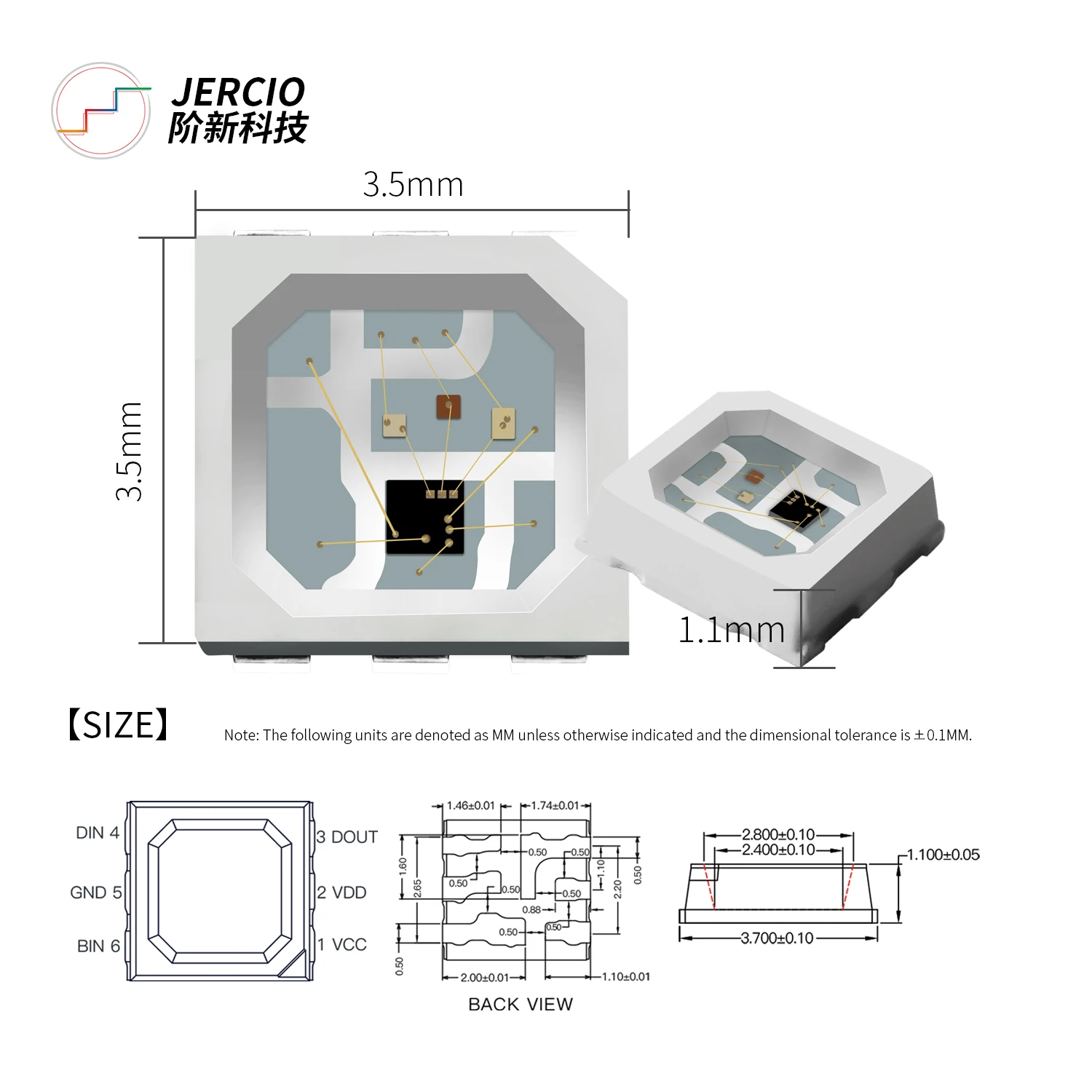 Jercio 10 ~ 1000 шт. XT1505S (аналог с WS2813b или SK6812) 3535 RGB Программируемый белый Индивидуально