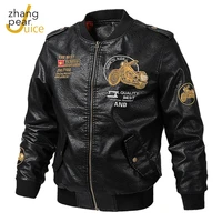 mens vintage motorcycle jacket 2021 men fashion new biker leather jacket male embroidery bomber coat overcoat