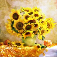 5d poured glue diamond painting kits scallope edge full drill round flowers new arrival art embroidery sunflower home decoration