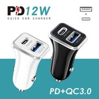 18w car charger usb fast phone charging with qc3 0 quick charge type c pd charger adapter for iphone 12 max pro x xs 8 dual port