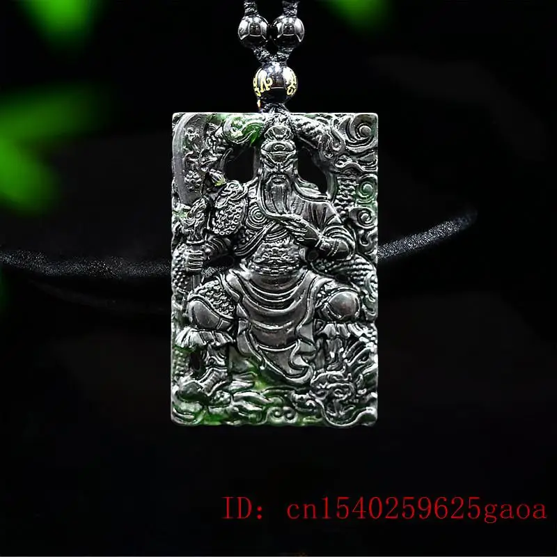 

Нефритовый Кулон Guangong Ожерелье Подвеска китайская мода амулет натуральный черный зеленый подарки Ювелирные изделия Резные