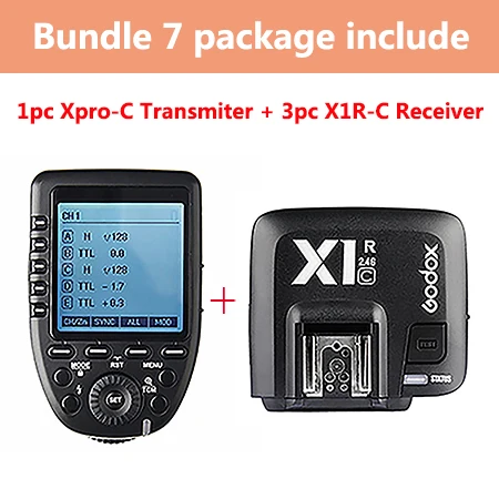 Xpro-C and 3 X1R-C Godox Xpro-C ttl беспроводной триггерный передатчик вспышки w/X1R-C ttl беспроводной триггер для вспышки приемник триггер для камеры Canon - Цвет: Xpro-C and 3 X1R-C