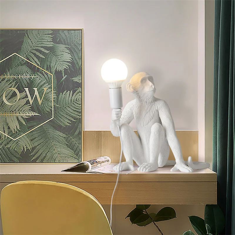 90-260V Monkey Style Table Lamp Creative Personality Simple Modern Children's Bedroom Bedside Lamps Study Light US EU AU UK Plug