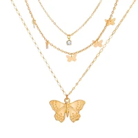 elegant butterfly pendant layered necklace for women girls retro butterfly clavicle chain necklace fashion collar jewelry gifts