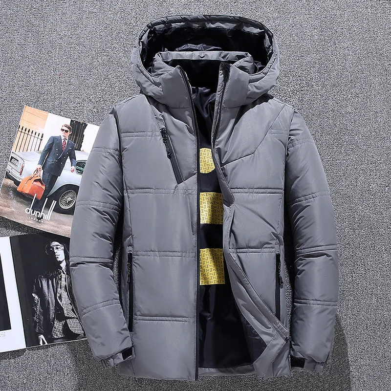 Повседневная зимняя парка для мужчин с капюшоном хлопковый теплый светильник