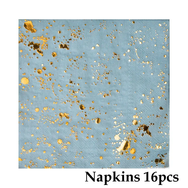 Napkin 16pcs Одноразовая посуда, синяя Акварельная большая бумажная тарелка, высококачественные вечерние тарелки для декора, полосатая чашка, салфетка на день рождения, свадебные принадлежности - Цвет: Napkin 16pcs