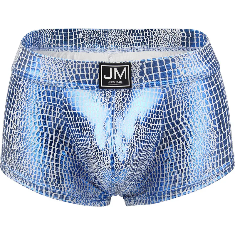 Jockmail Мужское нижнее белье боксеры сексуальное прозрачное Мужское нижнее белье PU кожаное нижнее белье мужские боксеры шорты Мужское нижнее белье боксеры шорты