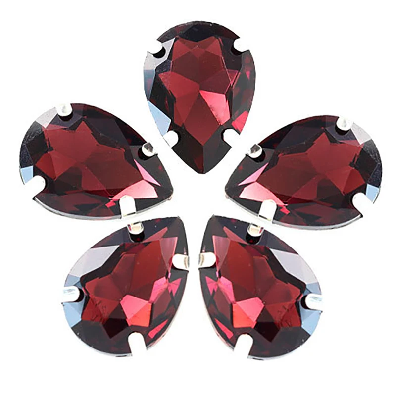 Каплевидные разноцветные стеклянные стразы шьют на Стразы с когтями каплевидные