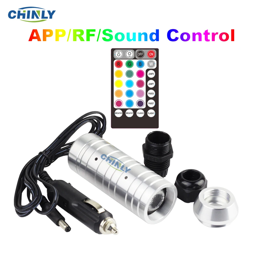 Автомобиль Использовать DC12V 6W RGB Светодиодный волоконно-оптический светильник двигатель RF пульт дистанционного управления
