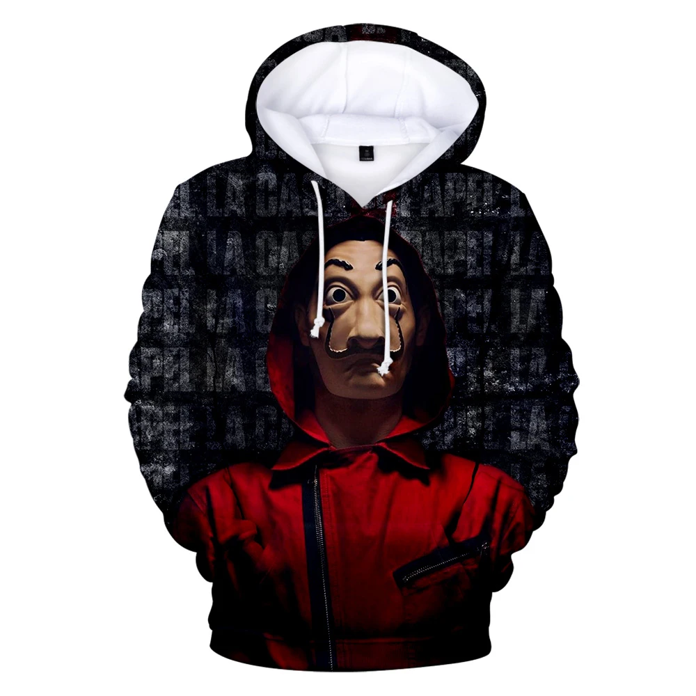 3D толстовки с капюшоном Толстовка с принтом ТВ серии La casa de papel Money Heist House of paper Мужская/Женская известная брендовая одежда