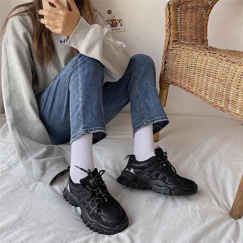 

Comfy Breathable Mesh Sneakers Women Autumn Trainers Chunky Platform Women's Shoes Casual Female Vulcanized Shoes For Woman New