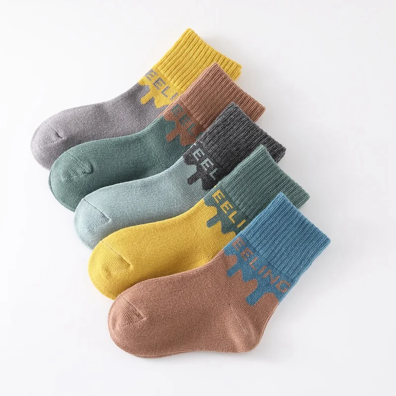 5 пар Детские хлопковые носки с буквенным принтом|Носки| |