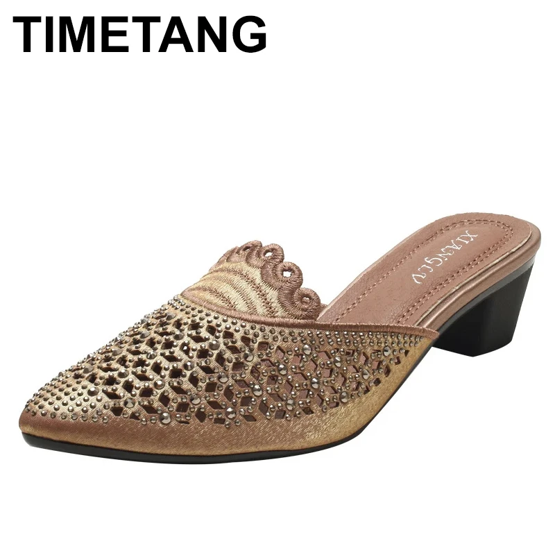 Шлепанцы женские с острым носком на высоком каблуке | Обувь