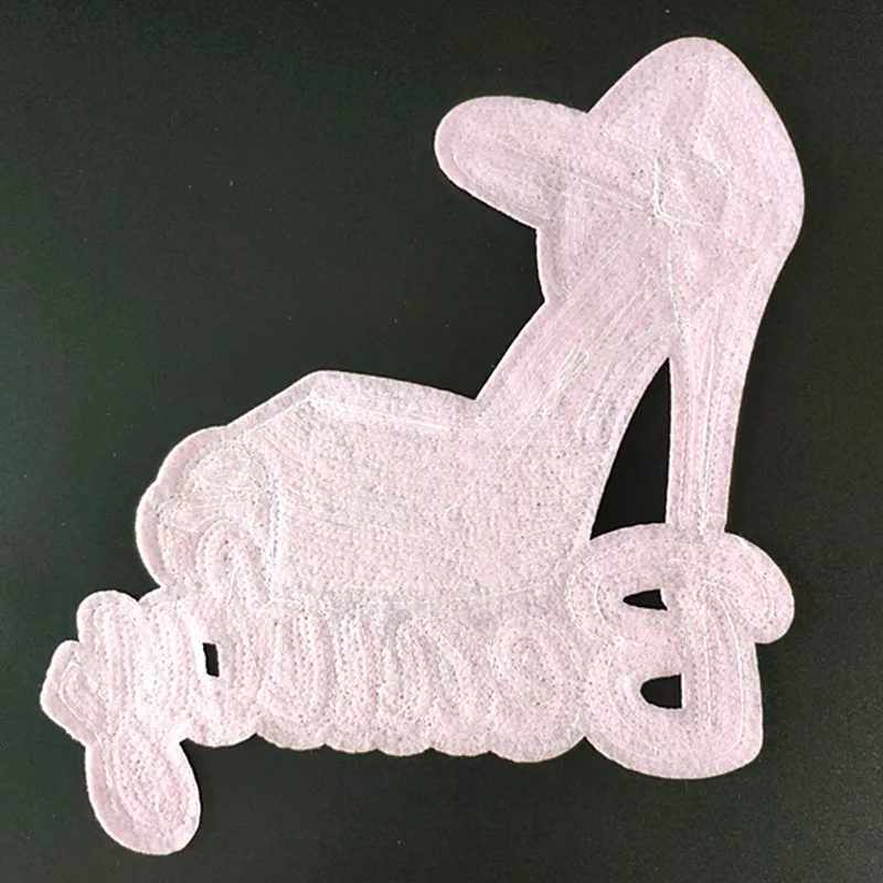 

T shirt Women biker patch sequins fabric 210mm high-heeled shoes deal with it iron on patches for clothing stickers freeshipping