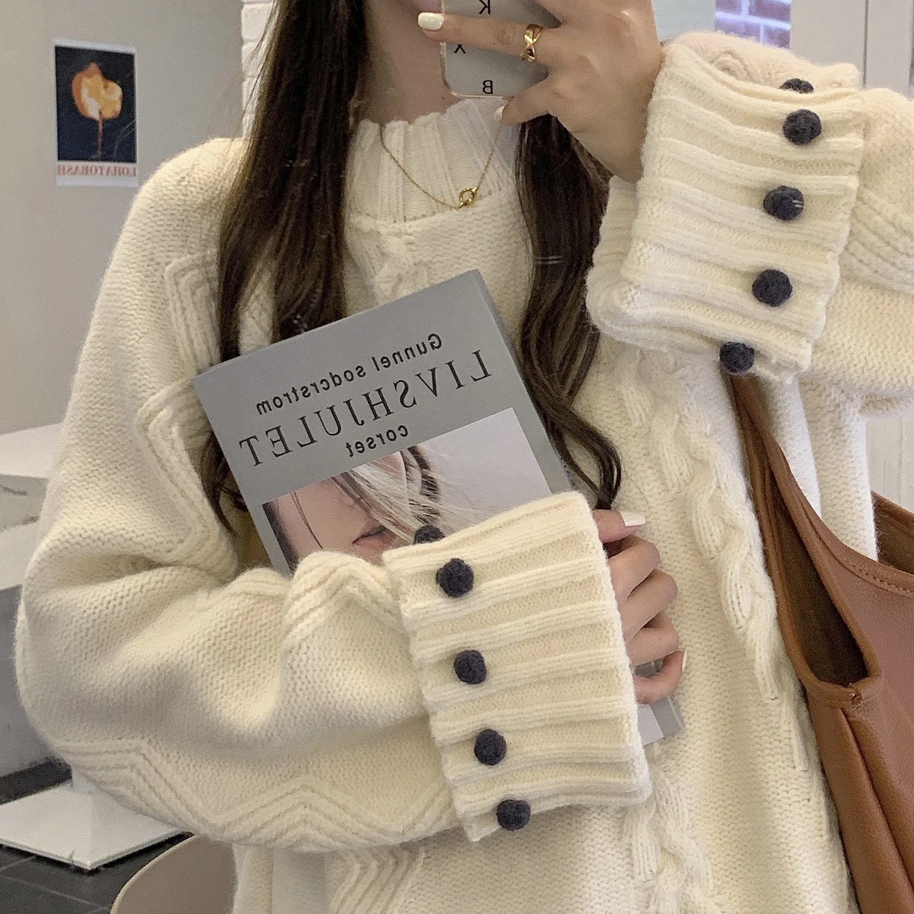 

Winter 2020 New Sweater Women's Korean-Style Loose and Lazy Style Design round Neck Pullover Long-Sleeved Thickened Sweater