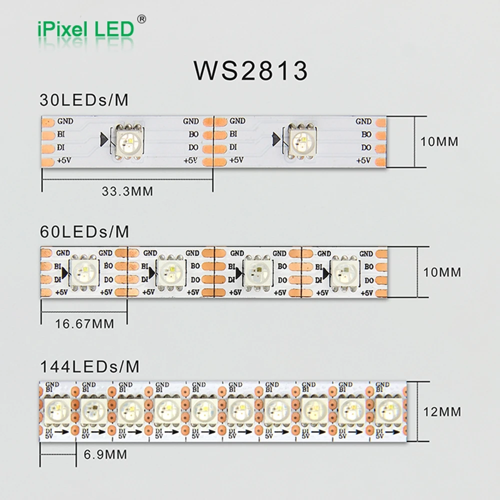 Адресуемая Светодиодная лента WS2813 5 в постоянного тока черно-белая печатная