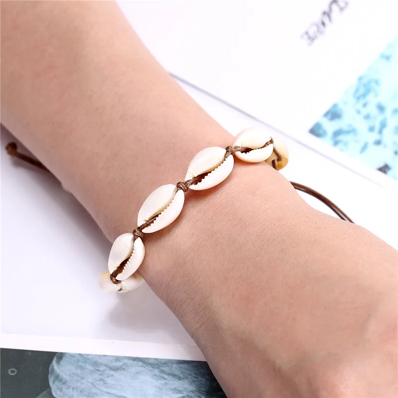 Женский браслет ручной работы в богемском стиле модный из натуральной раковины