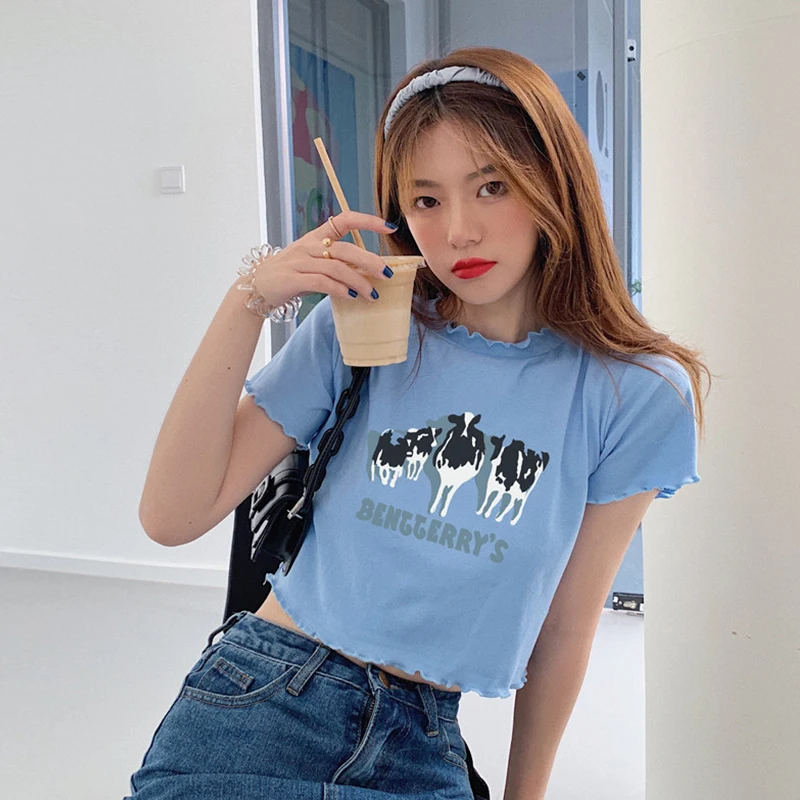 Популярный женский укороченный топ с высокой талией короткий женская летняя