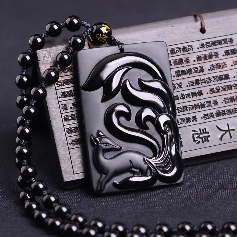 Прямая поставка подвеска из натурального камня черный девять Тайл лиса