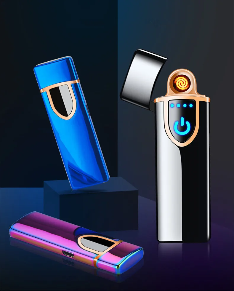 Usb зарядка Электронная Зажигалка Ветрозащитная тонкая мужская индивидуальная Женская электрическая нагревательная цветная сигарета зажигалка