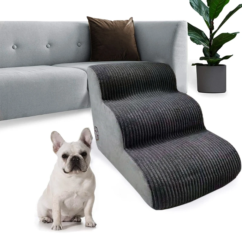 

Pet Stairs Non-Slip 3-Step Dog Stairs Dog Steps for Bed Sponge Pet Step for Cats Dogs Climbing High Bed and Couch