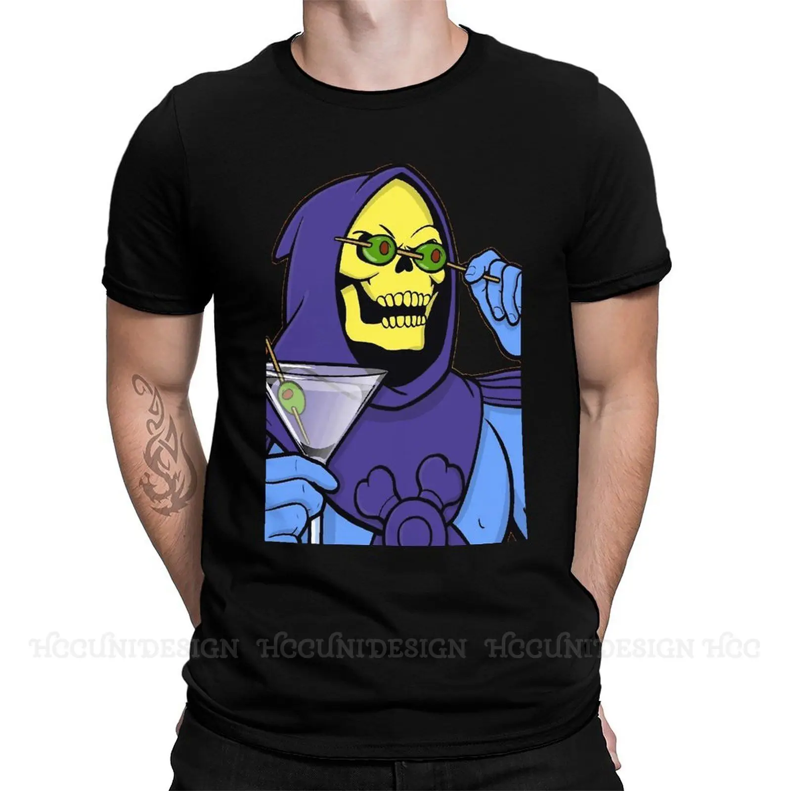 Men T Shirts Anime He-Man and The Masters of The Universe Funny Tee Shirt Party Skeletor Short Sleeve T-Shirt Pure Cotton Adult