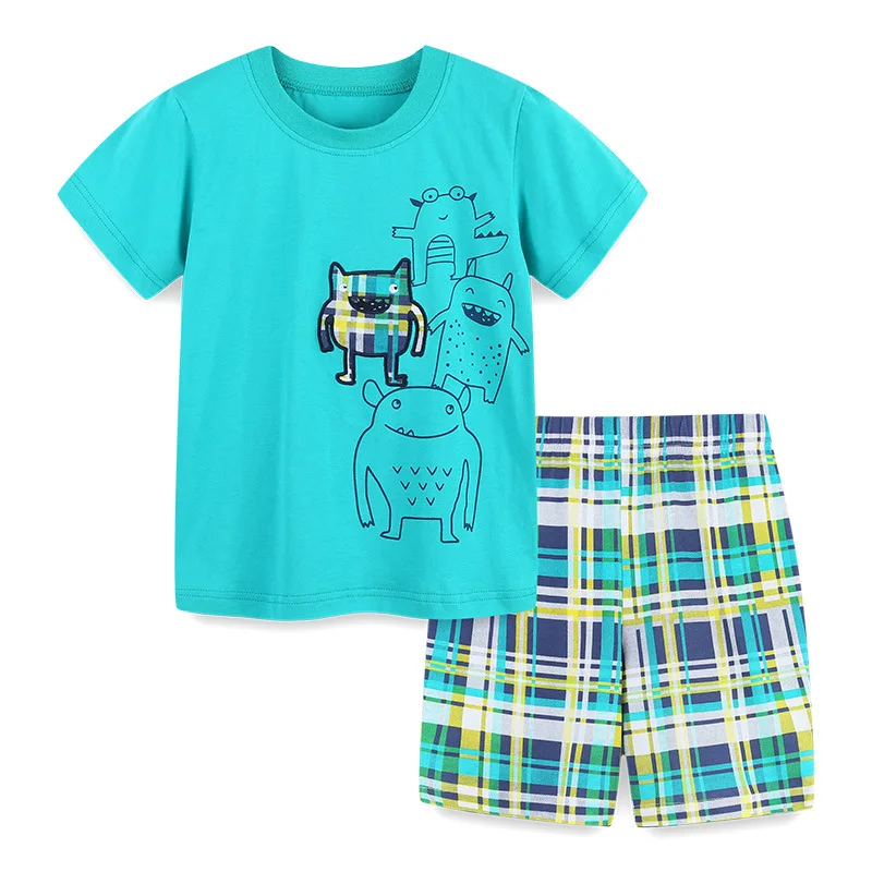 

ZWY939 New Summer Baby Boys Clothes Suit Children Girls Cartoon T Shirt Shorts Toddler Casual Clothing Set Kids Tracksuits