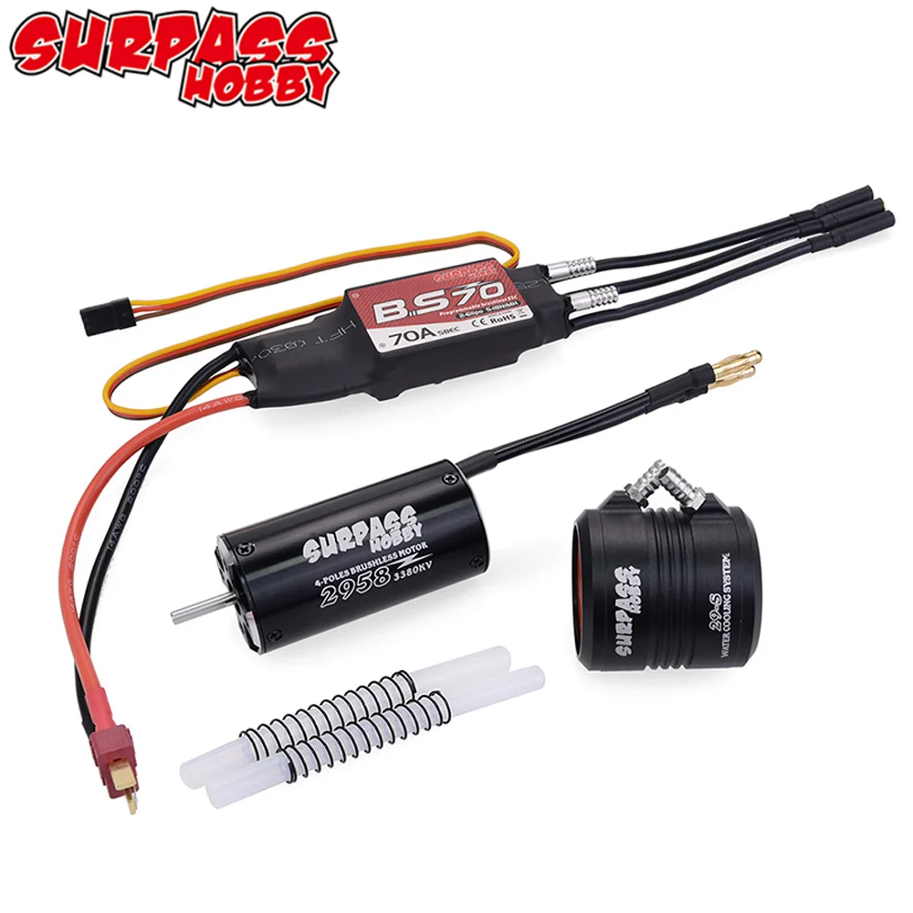 SURPASS HOBBY 2948 2958 2968 3000KV 3450KV 3380KV 2800KV Brushless Motor 50A 70A ESC Water Cooling Jacket for RC Boat  600-800mm