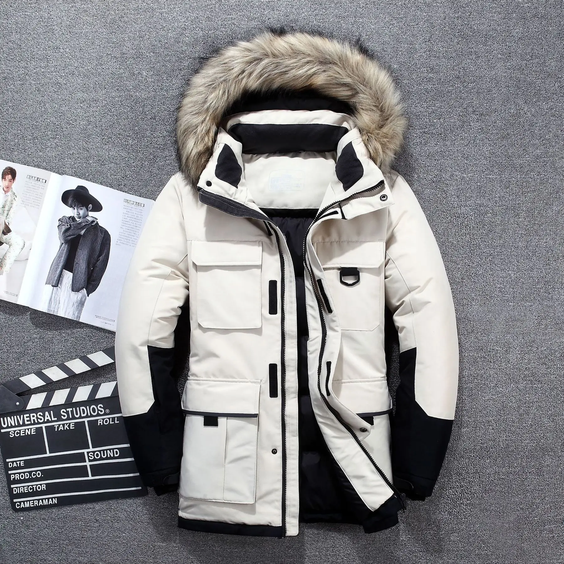 

-40 Degrees Winer White Duck Down Jacket Men Thick 2021 NEW Big Fur Collar Warm Parka Waterproof Windproof Top Quality Snow Coat
