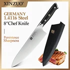 Нож шеф-повара XINZUO 8,5 дюйма, немецкое лезвие из нержавеющей стали 1,4116, резчик мясника, сантоку, кухонный инструмент для нарезки мяса с черной ручкой