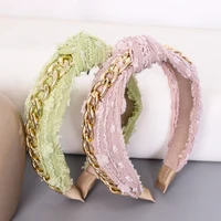 headbands hairbands for women girl vintage retro chain knot fabric korean hair accessories wholesale