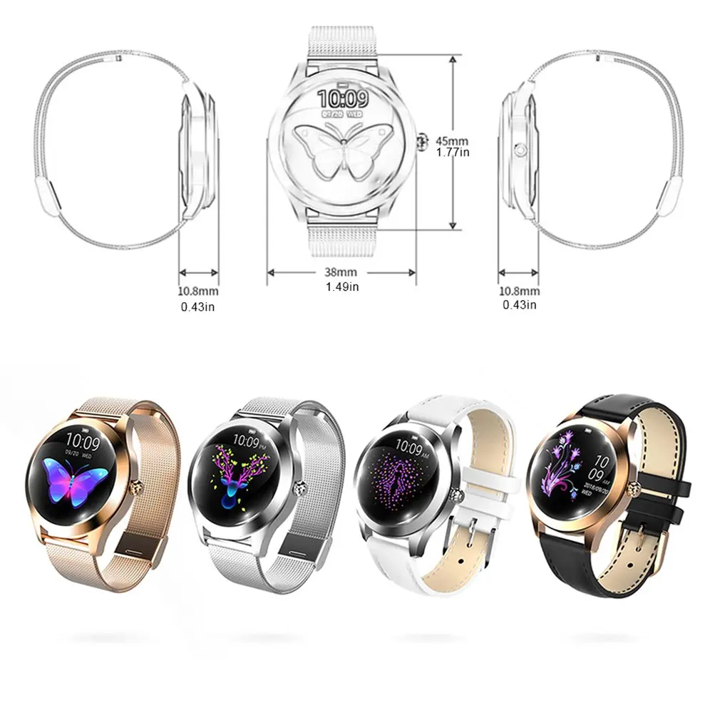

IP68 Waterproof Smart Watch Women Lovely Bracelet Heart Rate Monitor Sleep Monitoring Smartwatch Connect IOS Android KW10 band