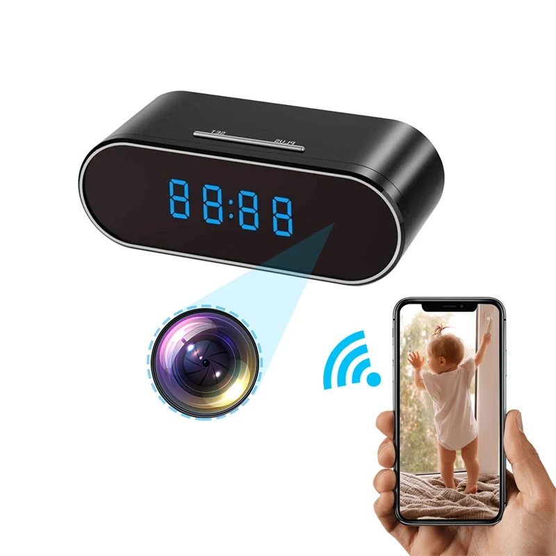 

New Digital Clock Camera Wireless WIFI HD 1080P Recording Night Vision 120° Wide Viewing Angle Motion Detection Baby Monitoring
