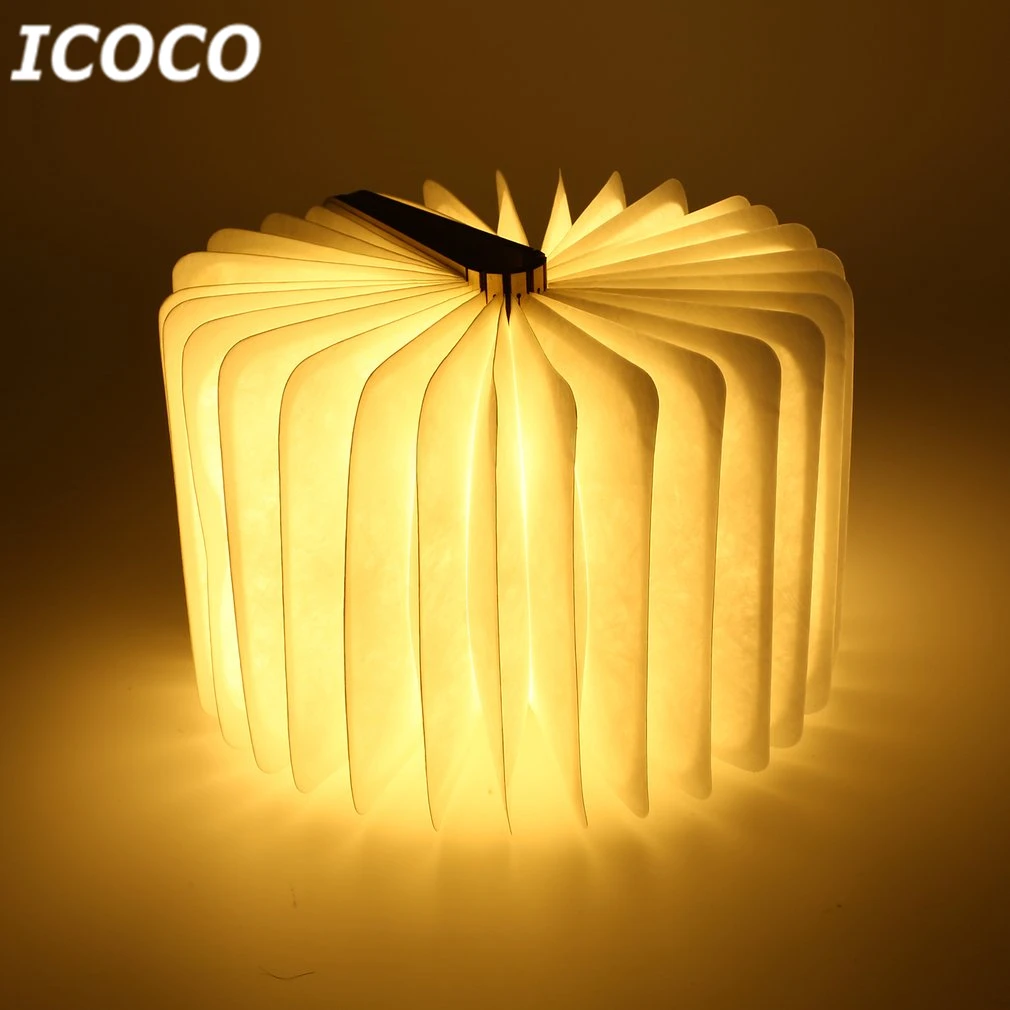 ICOCO портативный USB Перезаряжаемый светодиодный магнитный складной деревянный книжный светильник ночник настольная лампа Горячая Распродажа для домашнего декора Прямая поставка