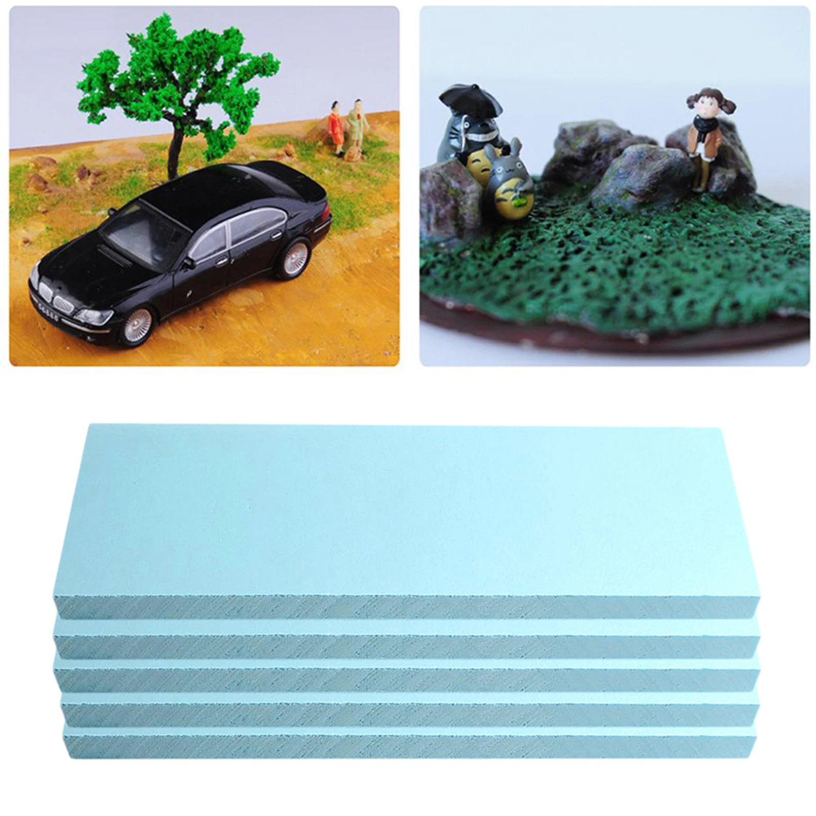 

5 Pieces Blue Foam Board Sheet Crafts Model Diorama Base Building Kit 295x100x30mm