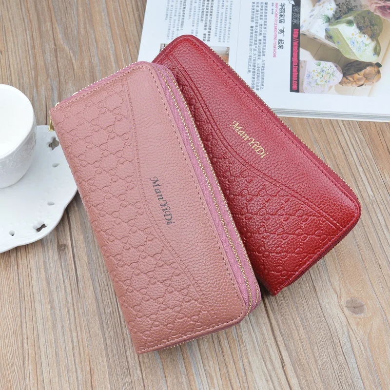 

Women's Wallet Portfel Damski Purse Female Double Zip Wallet Large Female Leather Genuine Designer Wallets Monederos Para Mujer